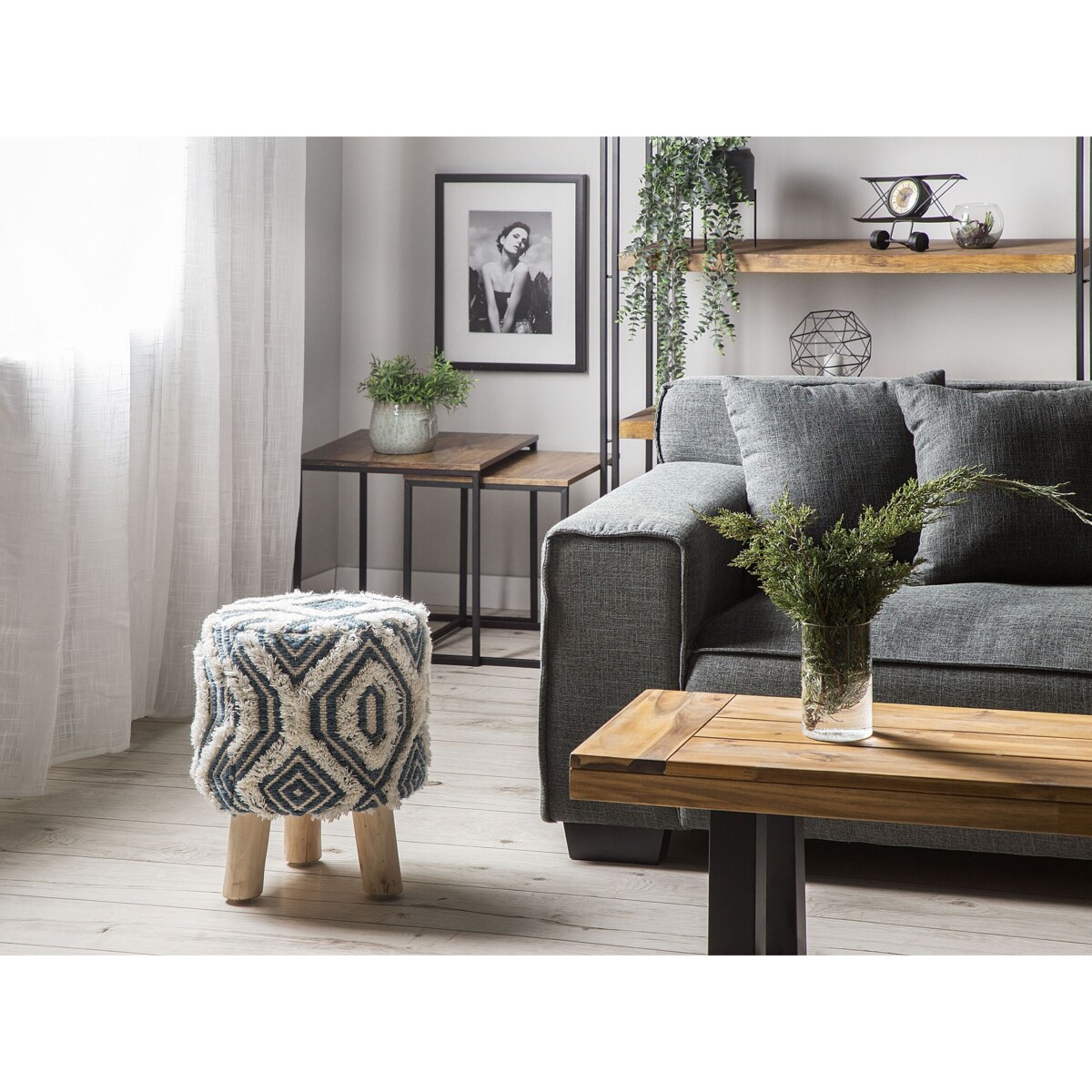 Stołek biało-niebieski AGRA