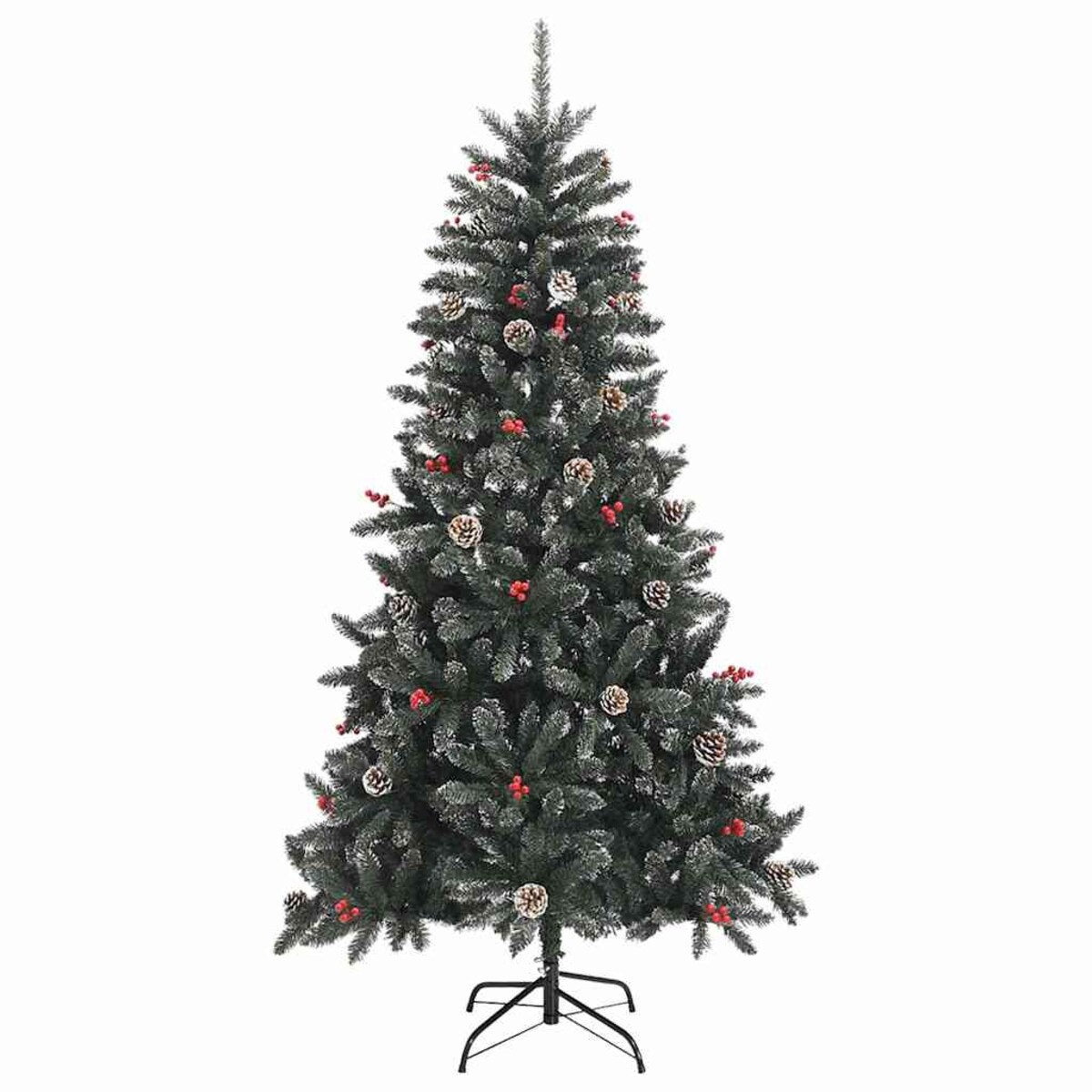 vidaXL Sztuczna choinka Zielony 114 x 114 x 210 cm PVC, plastik i stal