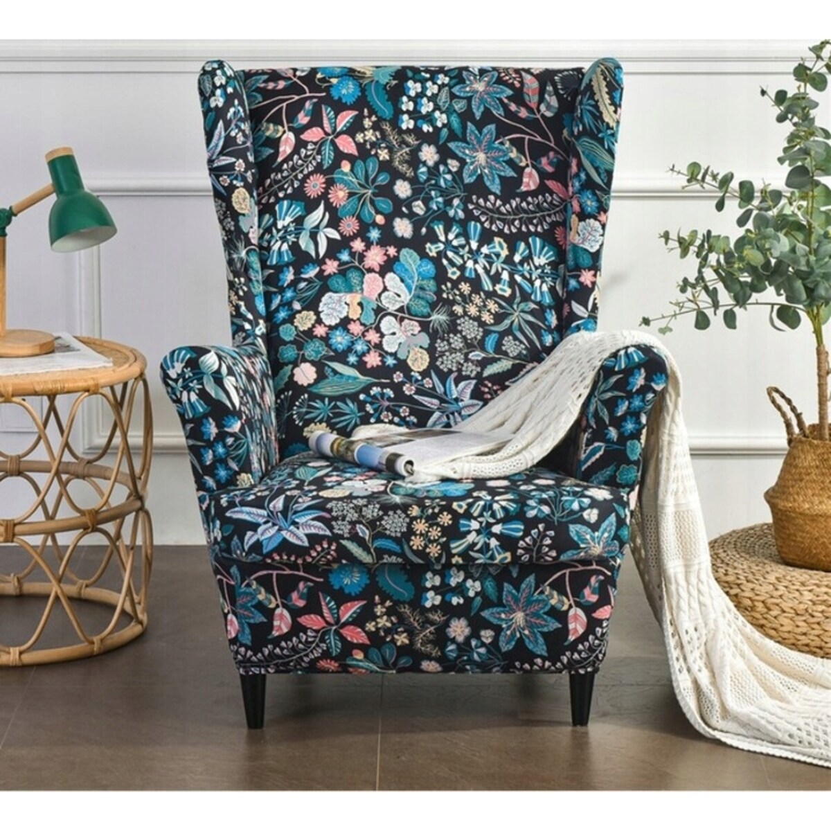 POKROWIEC NA FOTEL USZAK KWIATY LIŚCIE WZORY ELASTYCZNY [22EW6]