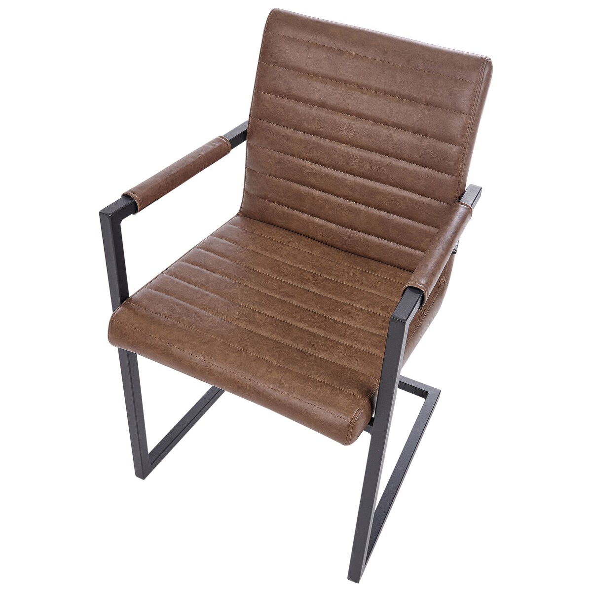 Krzesło konsolowe Zestaw 2 Skóra ekologiczna Brązowy BUFORD