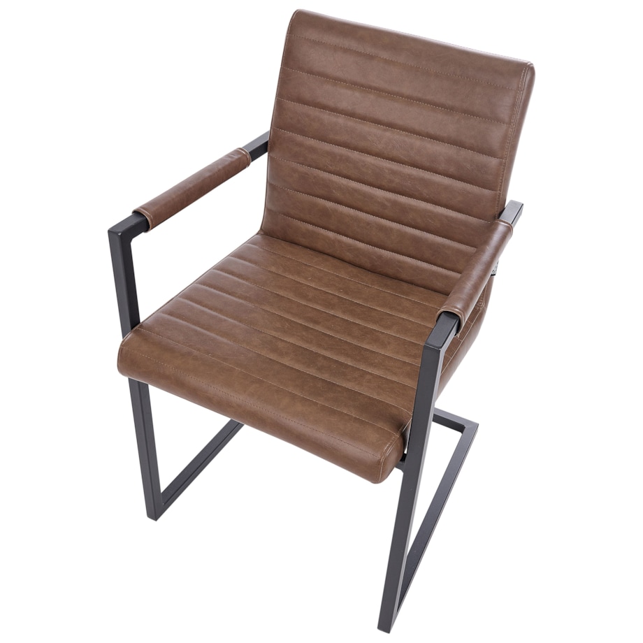 Krzesło konsolowe Zestaw 2 Skóra ekologiczna Brązowy BUFORD