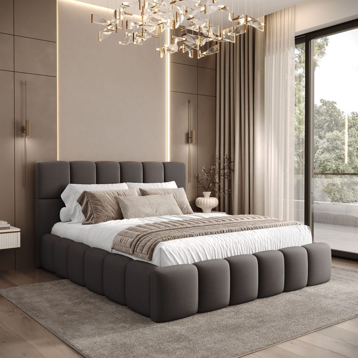 Łóżko tapicerowane VENEZIA, pojemnik na pościel, stelaż 34, 180x200, Castel 93