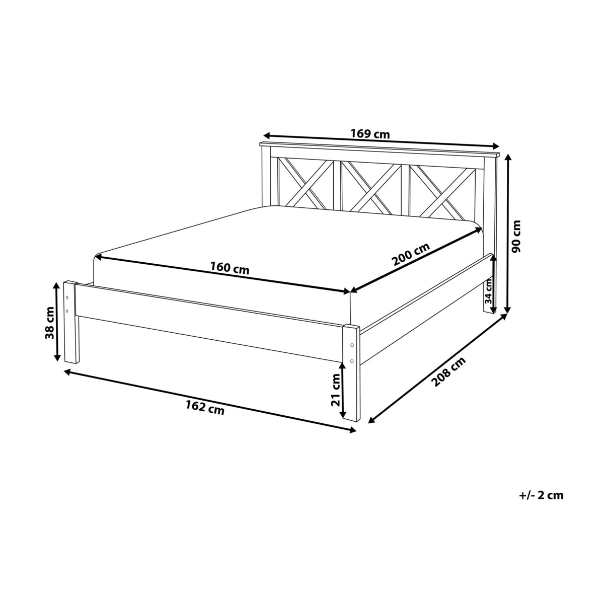 Łóżko drewniane 160 x 200 cm ciemne TANNAY