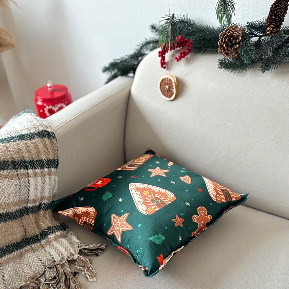 Poduszka dekoracyjna świąteczna Domki piernikowe Boże Narodzenie