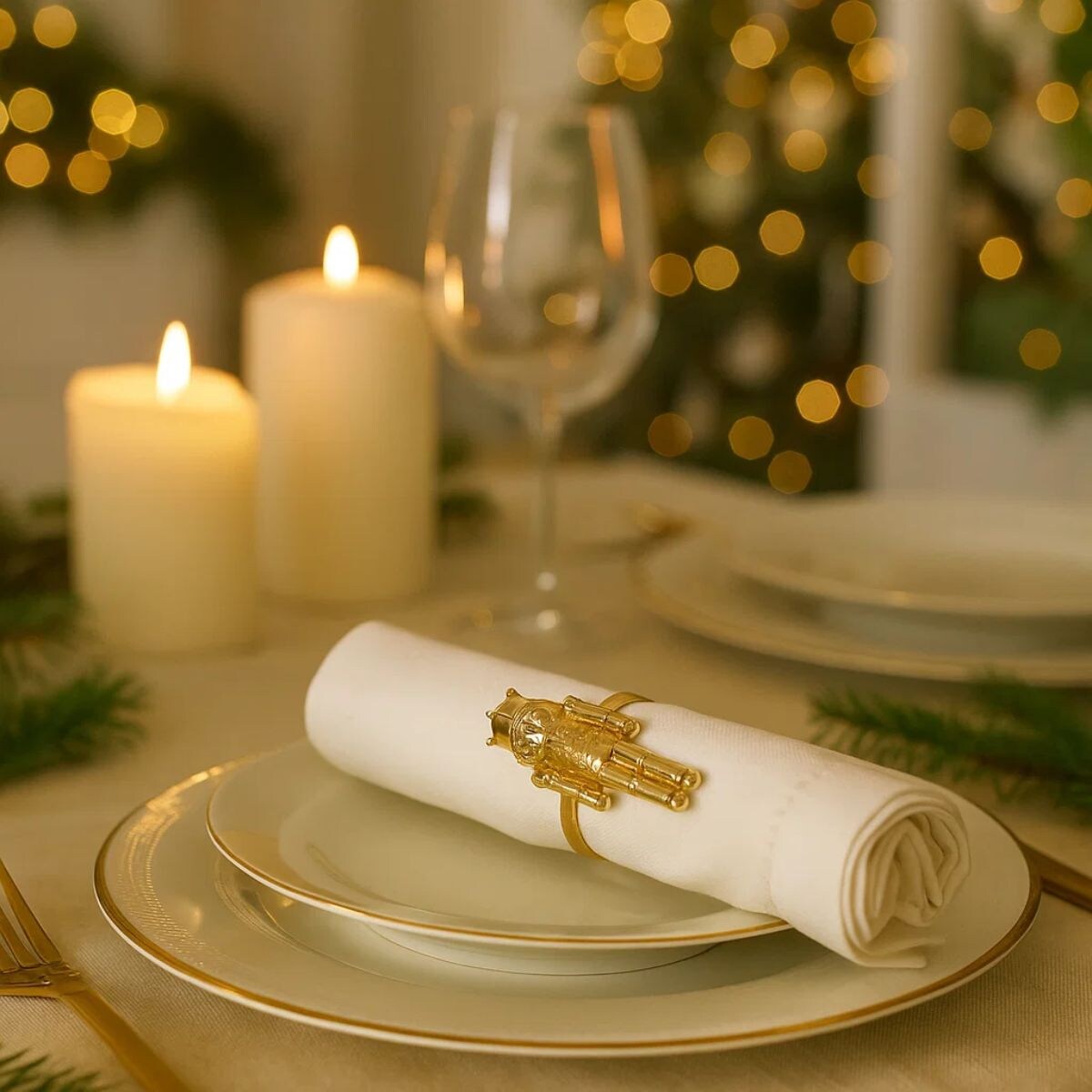 Obrączka na serwetki, z dziadkiem do orzechów, 2 sztuki