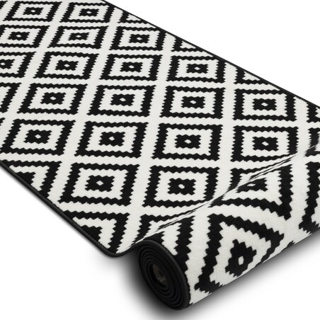 CHODNIK BCF MORAD Ruta romby czarny / krem 90 90x790 cm