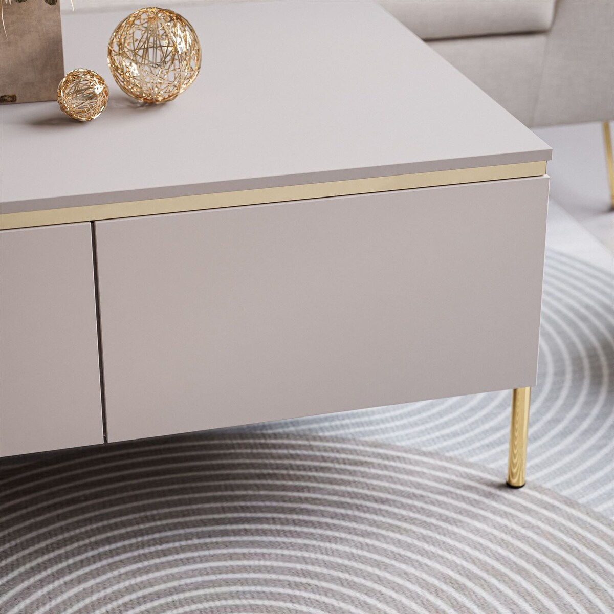 Ława AURORA KASZMIR ze schowkiem nogi proste złote