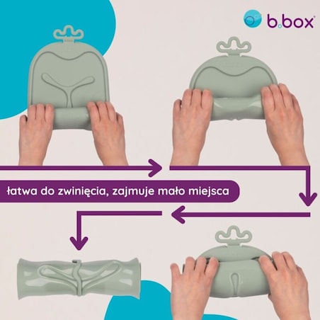 Zwijana mata BLW do nauki samodzielnego jedzenia dla dzieci błękit roll + go, b.box