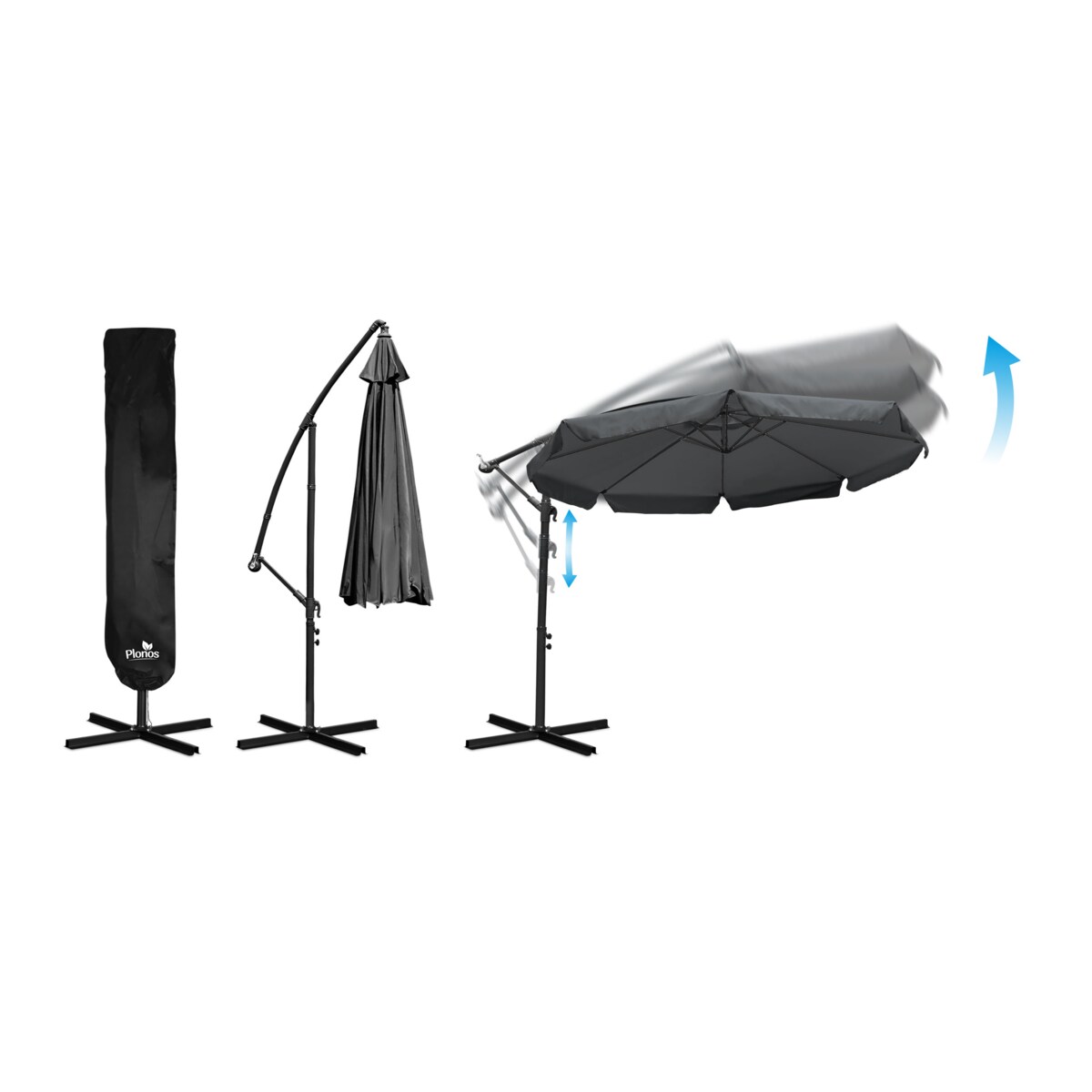 Parasol ogrodowy z wysięgnikiem pokrowiec 8 segmentów ø 350cm Plonos