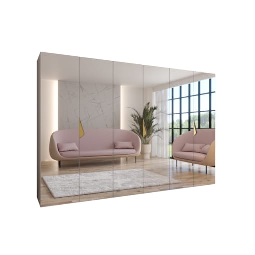 Szafa uchylna z lustrem Sandi 3 300 (3X100) wys 202 cm Kaszmir + u Złoty