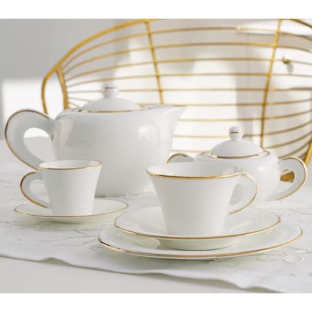 VILLA ITALIA Filiżanka do kawy herbaty porcelanowa 200 ml ze spodkiem NAOMI GOLD