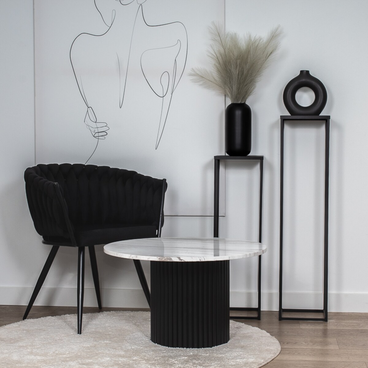 Krzesło tapicerowane do salonu glamour welurowe plecione czarne