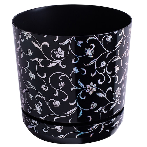 14 cm wzór KWIATY MIENIĄCE Doniczka z podstawką tęczowy efekt holograficzny niezwykła kwiatowa glamour brokatowa