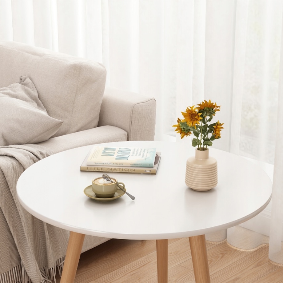 Stolik kawowy mały okrągły drewniany loft skandynawski ława stół salonu