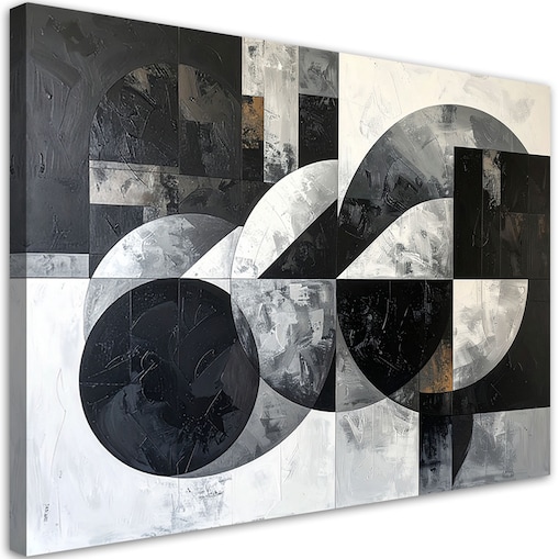 Obraz do salonu sypialni biura loftu, Abstrakcja koła kształty czarno biały