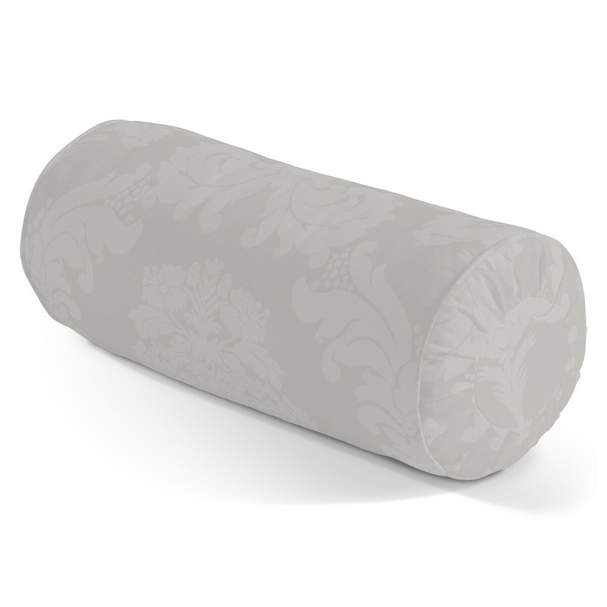 Poduszka wałek z zakładkami, liście akantu na jasno-popielatym tle , Ø20 x 50 cm, Damasco