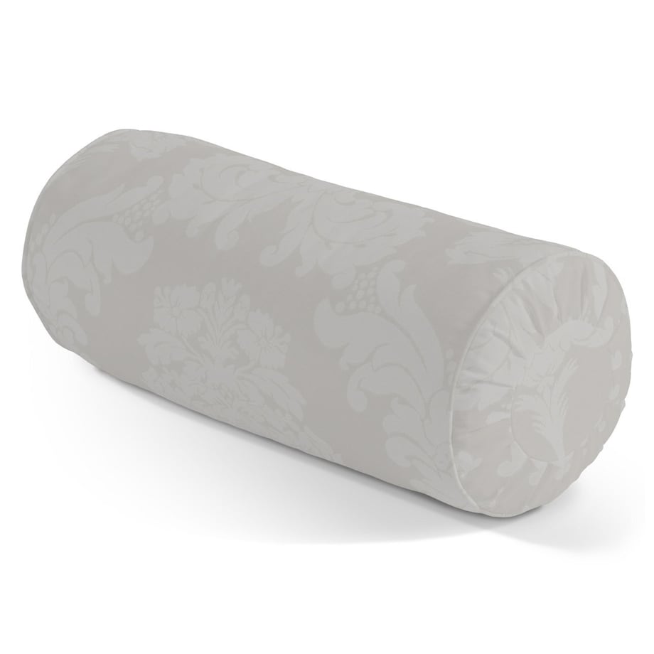 Poduszka wałek z zakładkami, liście akantu na jasno-popielatym tle , Ø20 x 50 cm, Damasco