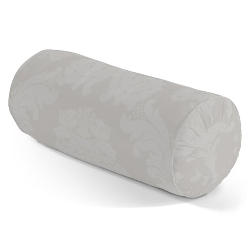 Poduszka wałek z zakładkami, liście akantu na jasno-popielatym tle , Ø20 x 50 cm, Damasco
