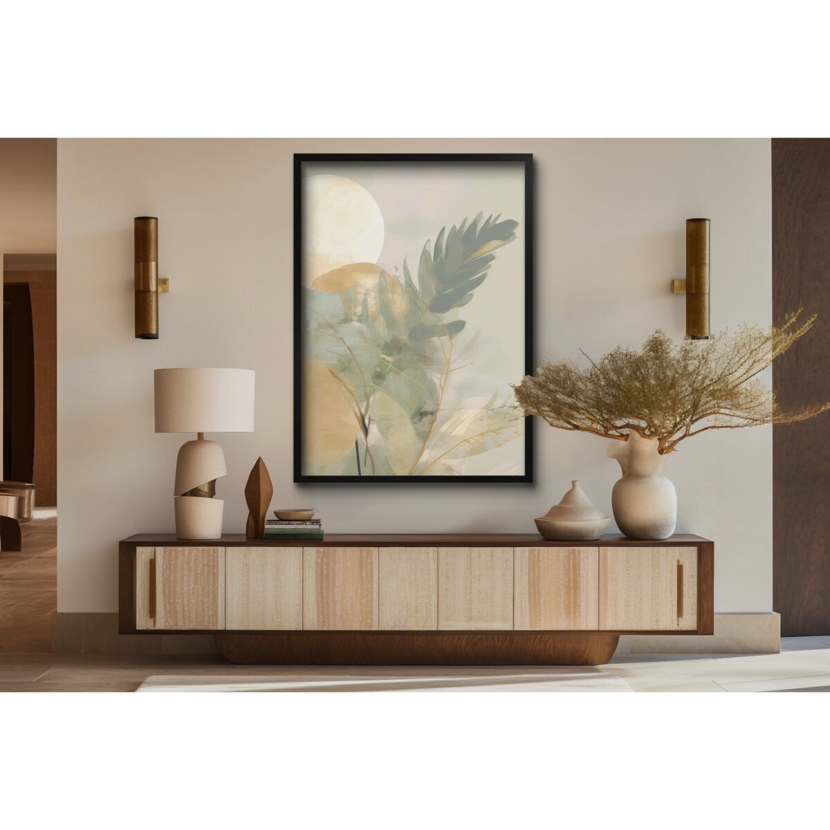 Pastelowy Plakat Obraz Grafika na ścianę do salonu biura sypialni Liście