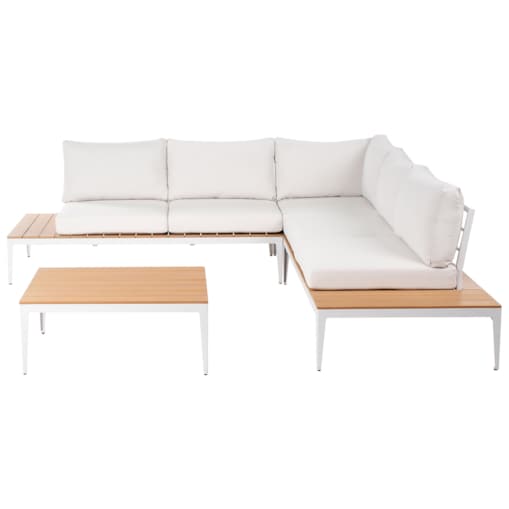 Narożnik ogrodowy ze stolikiem dla 5 osób POSITANO Złamana biel