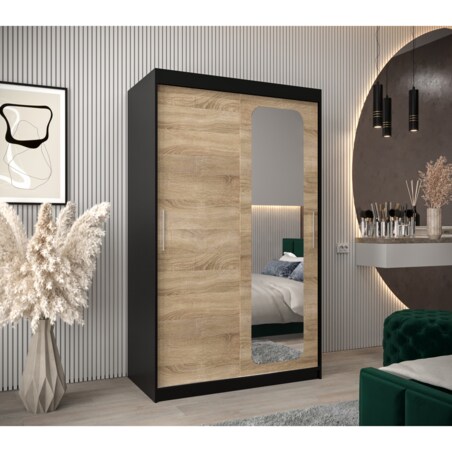 Szafa przesuwna Garderoba PROMO T2 120 czarny/sonoma