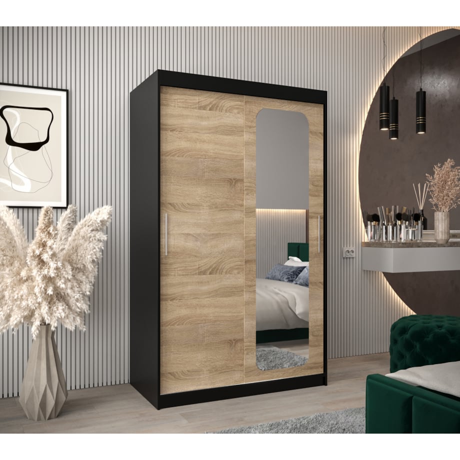 Szafa przesuwna Garderoba PROMO T2 120 czarny/sonoma
