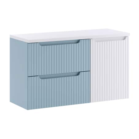 Zestaw meblowy 100cm z blatem i szafką z koszem na pranie SET-NOD B WHITE 100CM S LB