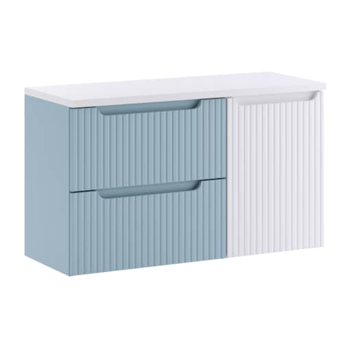 Zestaw meblowy 100cm z blatem i szafką z koszem na pranie SET-NOD B WHITE 100CM S LB