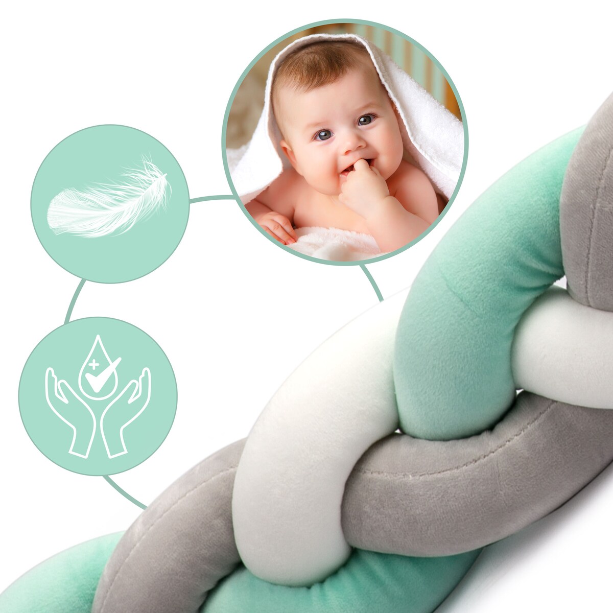 Ochraniacz do łóżeczka warkocz otulacz pleciony 2m Ricokids