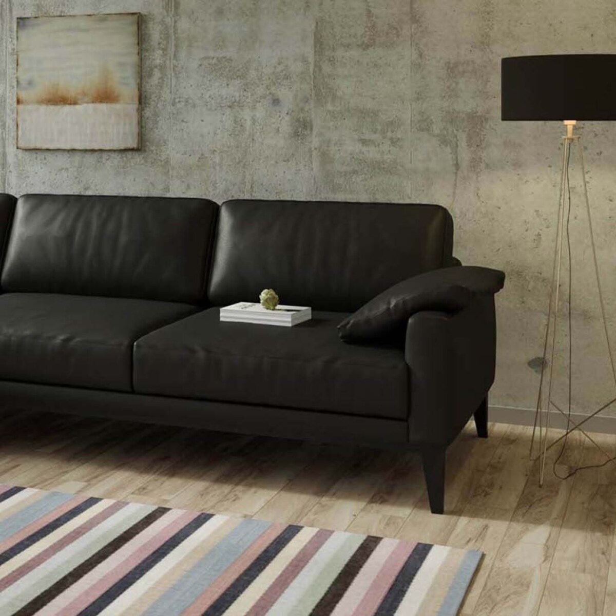 Sofa narożna Musso szara z pikowanym siedziskiem