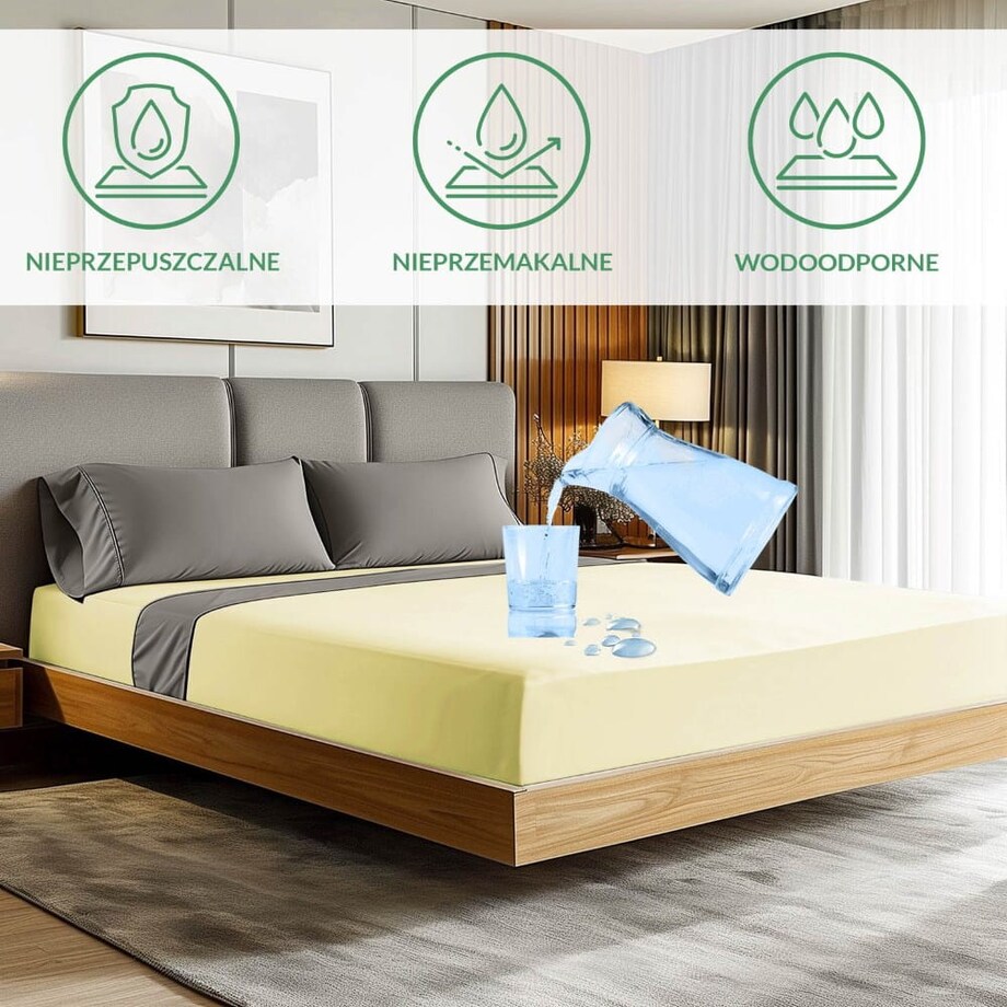 Prześcieradło ochronne wodoodporne z gumką 2w1, rozmiar 60x120 SG kolor krem