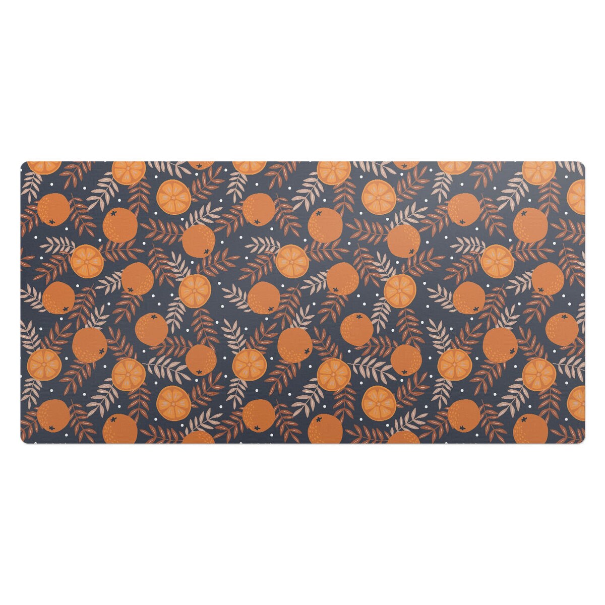 Pomarańczowa mata na biurko Pomarańcze i liście, 100x50 cm