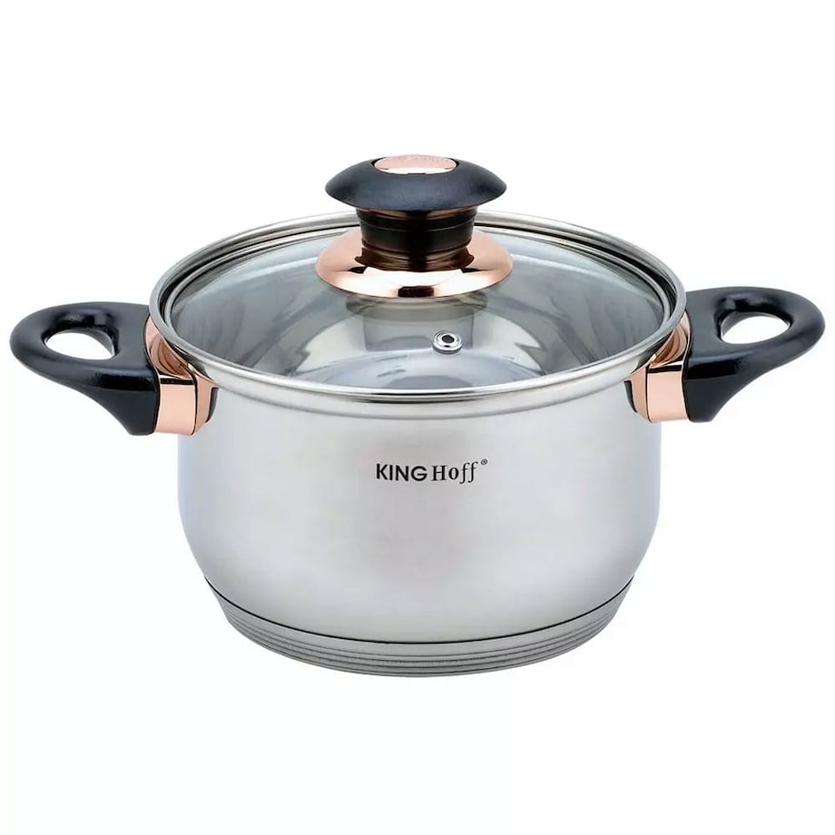Zestaw garnków stalowych 12 ele. garnki na indukcję komplet Jumbo Rosegold KINGHOFF