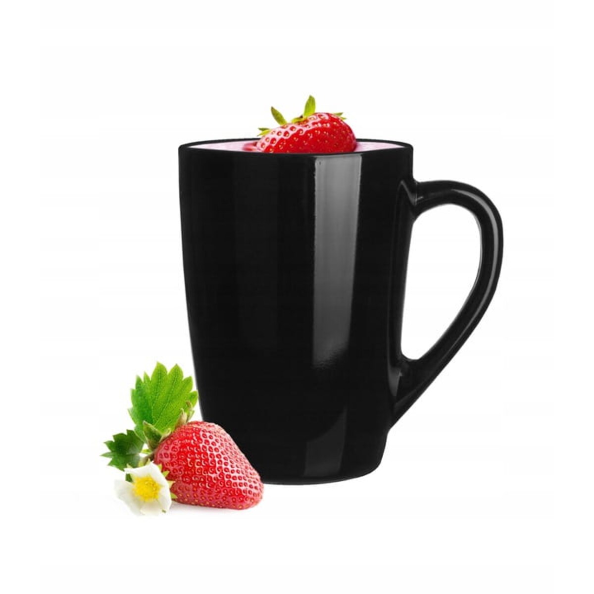 Kubek Ala 300 ml malowany Czarny Kawa Herbata Szklany Elegancki z Uchwytem