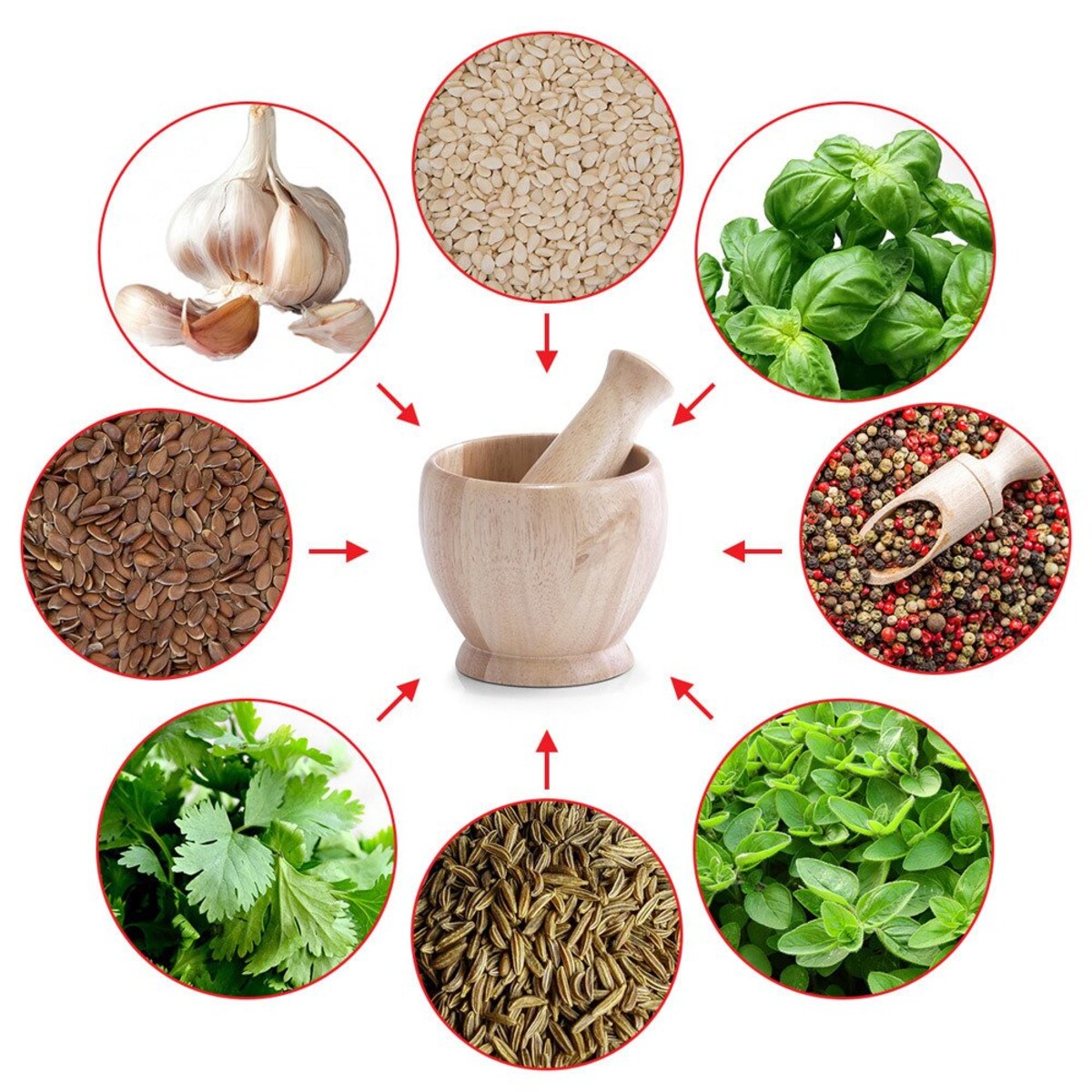 Moździerz kuchenny z tłuczkiem, drewno kauczukowe, ZELLER