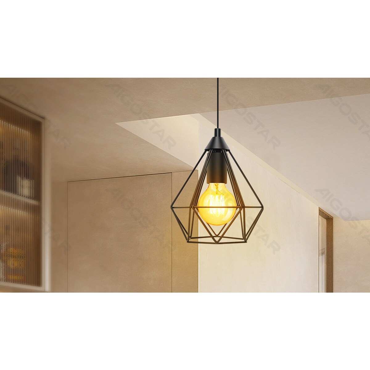 żyrandol z żelazną klatką czarny e27