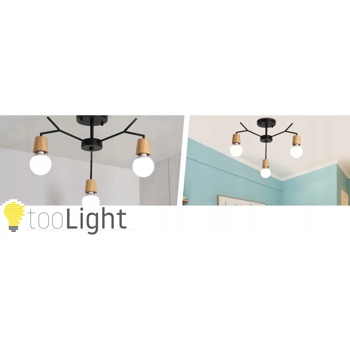 Lampa Sufitowa Wisząca Skandynawska Loft Drewno 3