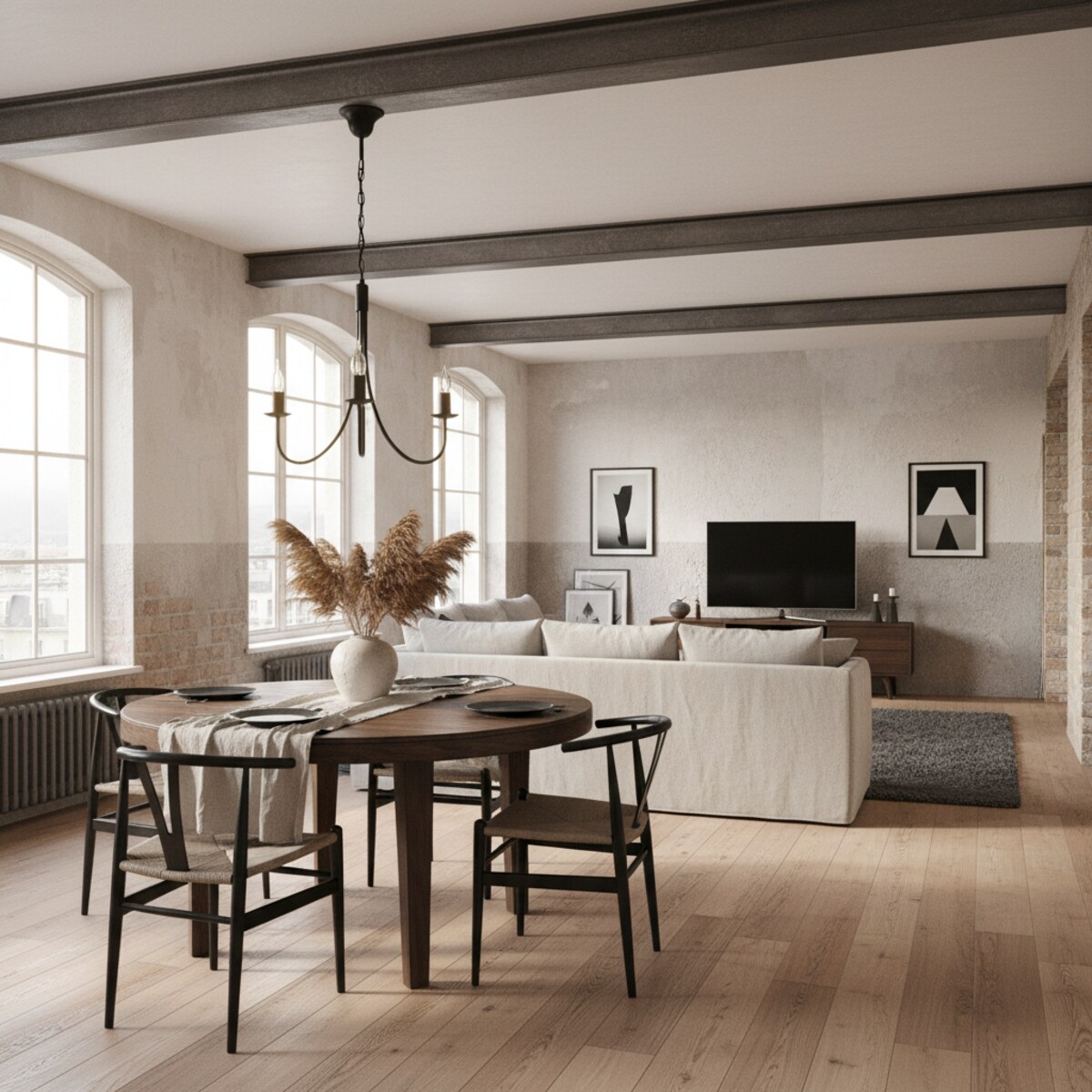 czarna lampa wisząca sufitowa 3 punktowa edylit loft do salonu