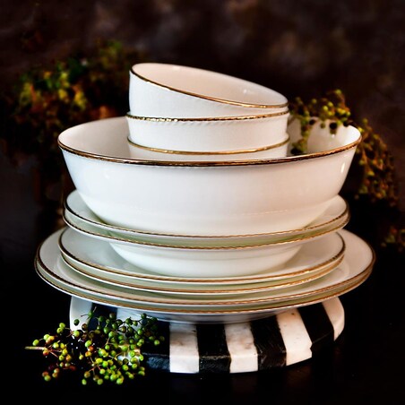 VILLA ITALIA Serwis obiadowy porcelanowy na 12 osób z wazą CAMILLA