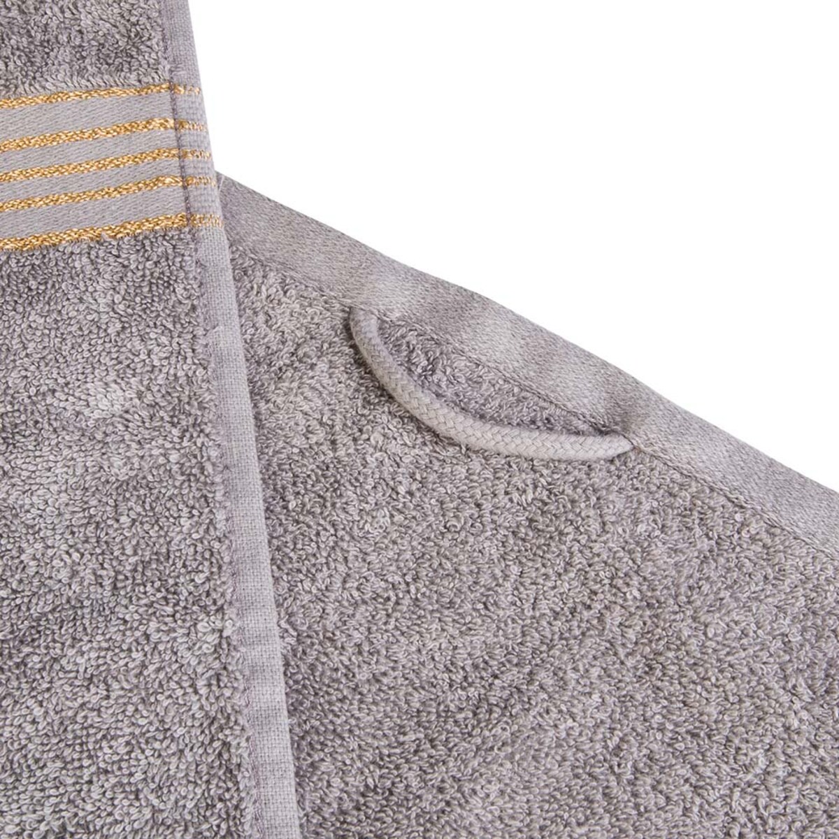 Ręcznik do rąk 30x50 cm bawełniany kolor szary z bordiurą w złote paski 500 g/m2 TIWANO