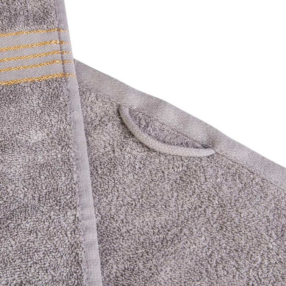 Ręcznik do rąk 30x50 cm bawełniany kolor szary z bordiurą w złote paski 500 g/m2 TIWANO