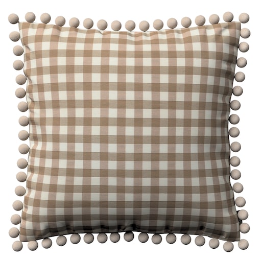 Poszewka Wera na poduszkę 45x45 beżowo-biała kratka (1,5x1,5cm)