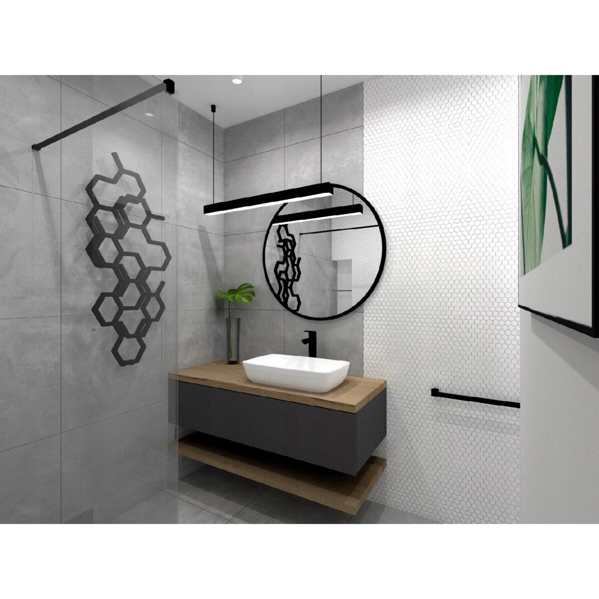 Lustro okrągłe w ramie czarne LOFT 73cm