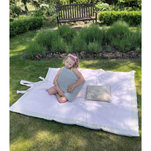 Kratka Vichy Pink – Koc piknikowy XXL – mata piknikowa 180×160 cm