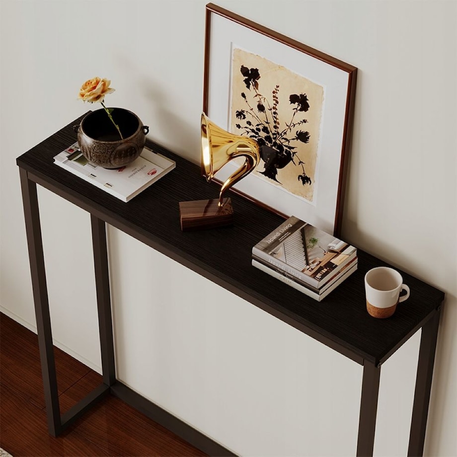 Stolik boczny czarny konsola do przedpokoju pojemna wysoka stół półka 80cm