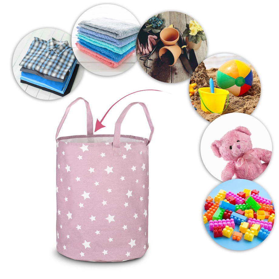 Kosz na zabawki akcesoria Nukido różowy w gwiazdki