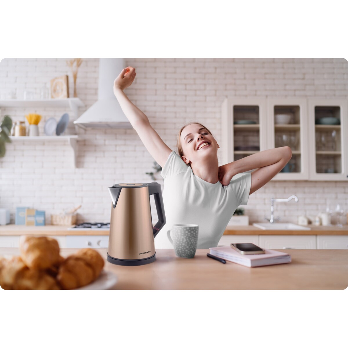 Czajnik elektryczny bezprzewodowy modny 1,7l 2200w Berdsen