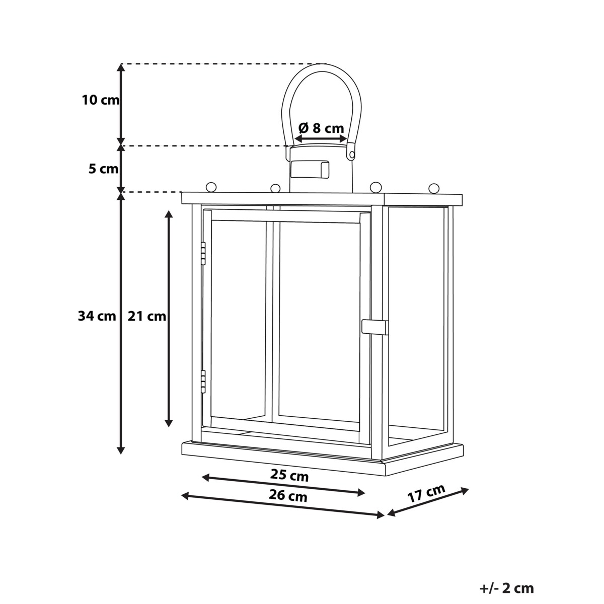 Lampion stalowy 39 cm srebrny TENERIFE