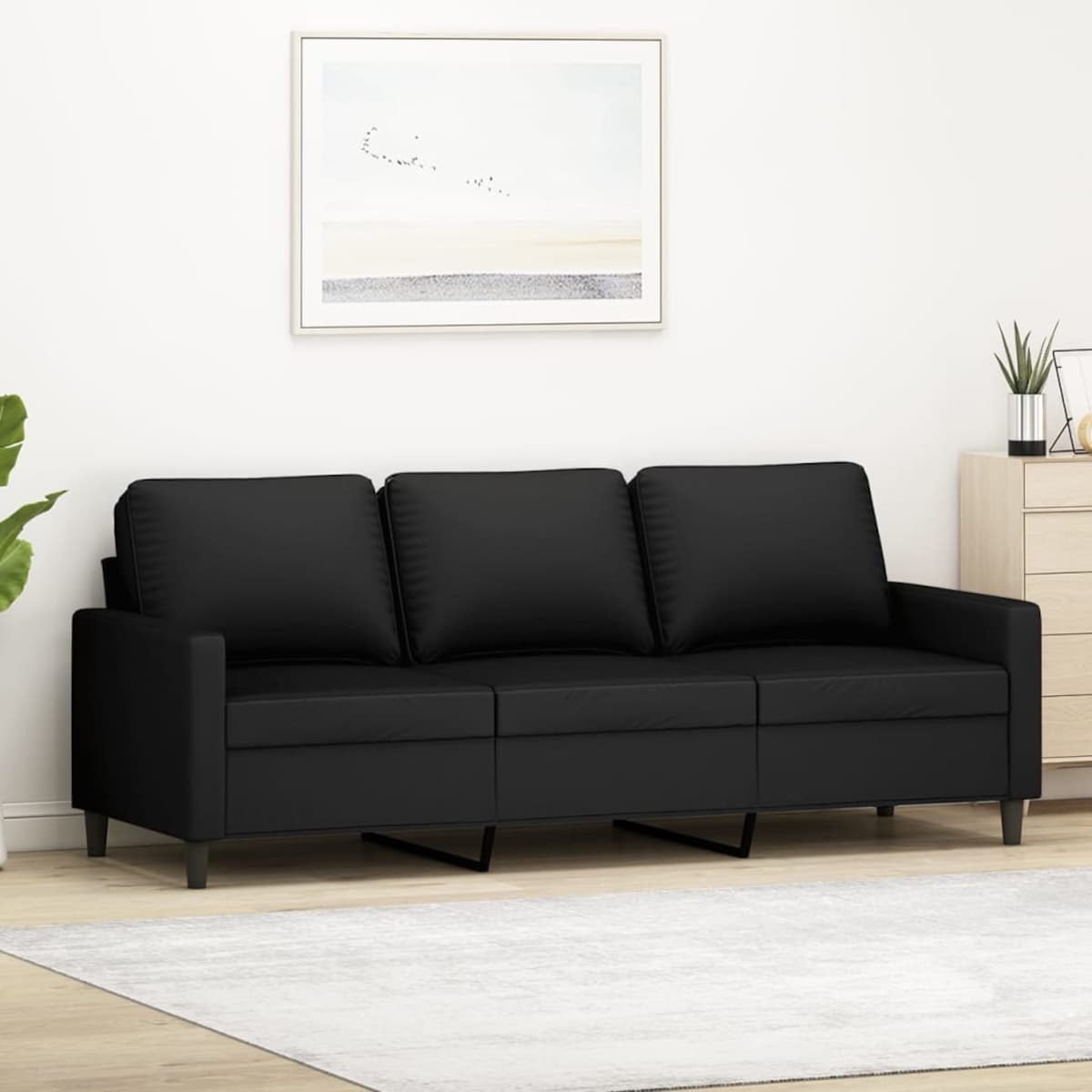 vidaXL Sofa 3-osobowa, czarny, 180 cm, tapicerowana aksamitem