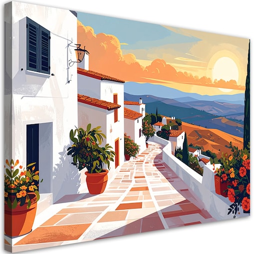 Obraz do salonu sypialni jadalni biura hotelu spa,WłochyToskania domy uliczki krajobraz 60x40 cm